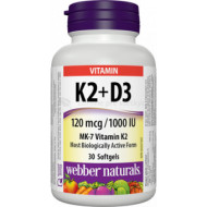 Webber Naturals Vitamín K2 + D3 30tbl - cena, porovnanie