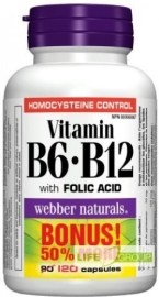 Webber Naturals Vitamín B6 + B12 120tbl