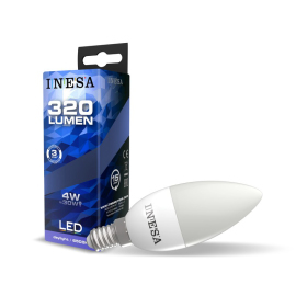 Inesa LED žiarovka C37 Studená biela E14 4W