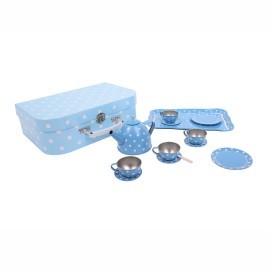 Bigjigs Toys Modrý bodkovaný čajový set