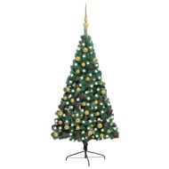 vidaXL Umelý vianočný pol stromček s LED a guľami zelený 210cm - cena, porovnanie