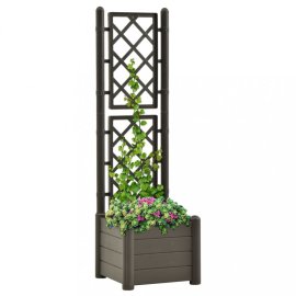 vidaXL Záhradný kvetináč s treláží 43 x 43 x 142 cm PP Antracit 313981