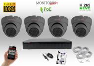 Monitorrs Security IP 4 kamerový set 2 Mpix GDome - cena, porovnanie