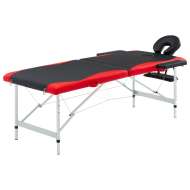vidaXL 2-zónový skladací masážny stôl čierno-červený hliníkový - cena, porovnanie