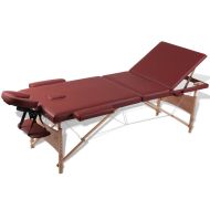 vidaXL Červený skladací masážny stôl s 3 zónami a dreveným rámom - cena, porovnanie