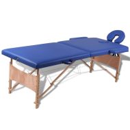 vidaXL Modrý skladací masážny stôl s 2 zónami a dreveným rámom - cena, porovnanie
