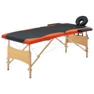 vidaXL Skladací masážny stôl, 2 zóny, drevo, čierno oranžový - cena, porovnanie