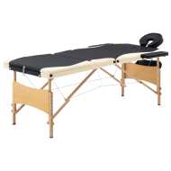 vidaXL Skladací masážny stôl, 3 zóny, drevo, čierno béžový - cena, porovnanie