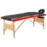 vidaXL Skladací masážny stôl, 3 zóny, drevo, čierno oranžový - cena, porovnanie