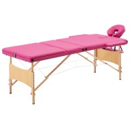 vidaXL Skladací masážny stôl, 3 zóny, drevo, ružový - cena, porovnanie