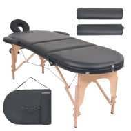 vidaXL Skladací masážny stôl, 4 cm hrubý, 2 podhlavnky, oválny, čierny - cena, porovnanie