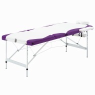 vidaXL Skladací masážny stôl s 3 zónami, hliník, bielo fialový - cena, porovnanie