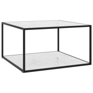 vidaXL Konferenčný stolík, čierny, biele mramorové sklo 90x90x50 cm - cena, porovnanie
