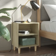 vidaXL Nočný stolík s nohami z masívneho dreva dub sonoma 40x30x50 cm - cena, porovnanie