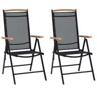 vidaXL Skladacie záhradné stoličky 2 ks hliník a textilén čierne - cena, porovnanie