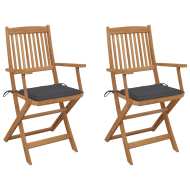 vidaXL Skladacie záhradné stoličky 2 ks s podložkami akáciový masív - cena, porovnanie