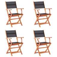 vidaXL Skladacie záhradné stoličky 4 ks, čierne, eukalyptus a textilén - cena, porovnanie