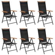 vidaXL Skladacie záhradné stoličky 6 ks textilénové čierne - cena, porovnanie
