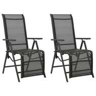 vidaXL Sklápacie záhradné stoličky 2 ks hliník a textilén čierne - cena, porovnanie