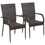 vidaXL Stohovateľné záhradné stoličky 2 ks, polyratan, hnedé - cena, porovnanie