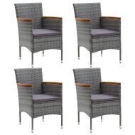 vidaXL Záhradné jedálenské stoličky 4 ks sivé polyratanové - cena, porovnanie
