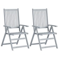 vidaXL Záhradné sklápacie stoličky 2ks sivé masívne akáciové drevo - cena, porovnanie