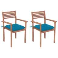 vidaXL Záhradné stoličky 2 ks bledomodré podložky teakový masív - cena, porovnanie