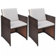 vidaXL Záhradné stoličky 2 ks, podložky a vankúše, polyratan, hnedé - cena, porovnanie