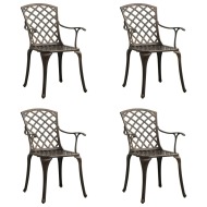 vidaXL Záhradné stoličky 4 ks odlievaný hliník bronzové - cena, porovnanie
