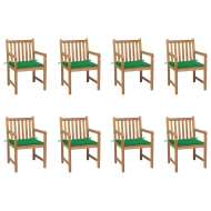 vidaXL Záhradné stoličky 8 ks so zelenými podložkami tíkový masív - cena, porovnanie