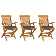 vidaXL Záhradné stoličky s antracitovými podložkami 3 ks tíkový masív - cena, porovnanie