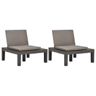 vidaXL Záhradné stoličky s podložkami 2 ks plast antracitové - cena, porovnanie