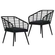 vidaXL Záhradné stoličky s podložkami 2 ks, polyratan, čierne - cena, porovnanie