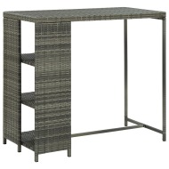vidaXL Barový stolík s úložným regálom sivý 120x60x110 cm polyratan - cena, porovnanie