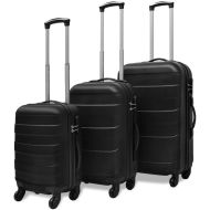 vidaXL Sada troch čiernych cestovných kufrov na kolieskach