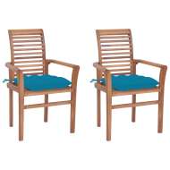vidaXL Jedálenské stoličky 2 ks svetlomodré podložky tíkový masív - cena, porovnanie