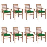 vidaXL Jedálenské stoličky 8 ks zelené sedáky tíkový masív - cena, porovnanie