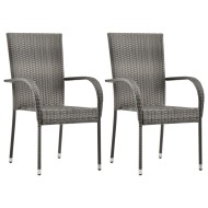 vidaXL Stohovateľné vonkajšie stoličky 2 ks, sivé, polyratan - cena, porovnanie
