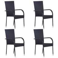 vidaXL Stohovateľné vonkajšie stoličky 4 ks polyratan čierne - cena, porovnanie