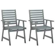 vidaXL Vonkajšie jedálenské stoličky 2 ks, sivé, akáciový masív - cena, porovnanie