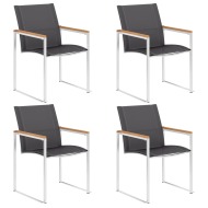 vidaXL Záhradné stoličky 4 ks, textilén a nehrdzavejúca oceľ, sivé - cena, porovnanie
