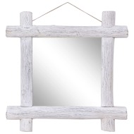 vidaXL Guľatinové zrkadlo biele 70x70 cm masívne recyklované drevo - cena, porovnanie