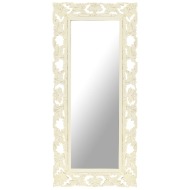 vidaXL Ručne vyrezávané zrkadlo biele 110x50 cm masívne mangovníkové drevo - cena, porovnanie