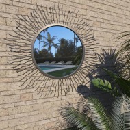 vidaXL Záhradné nástenné zrkadlo dizajn slnečných lúčov 80 cm čierne - cena, porovnanie