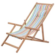 vidaXL Skladacie plážové kreslo, látka a drevený rám, viacfarebné - cena, porovnanie