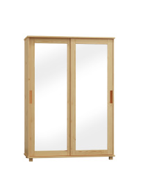 Domidrevo Skriňa Zoom, posuvné dvere so zrkadlom, široká, bez úchytu - ZOB14: Borovica 180cm
