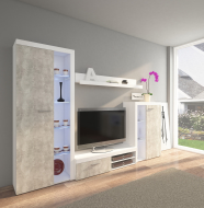 Fronti Obývacia stena RUMBA Biela + betón - cena, porovnanie