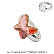 Naneth Strieborný prsteň motýlik s kryštálom Swarovski BUTTERFLY Rose Peach broskyňový