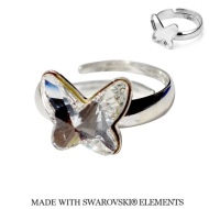 Naneth Strieborný prsteň motýlik s kryštálom Swarovski Butterfly Crystal biely - cena, porovnanie
