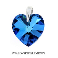 Naneth Prívesok srdce s modrým kryštálom Swarovski Heart Bermuda Blue 28 mm - cena, porovnanie